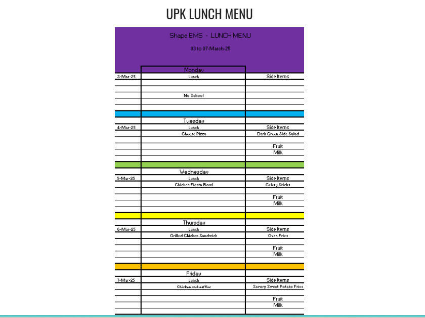 upk lunch