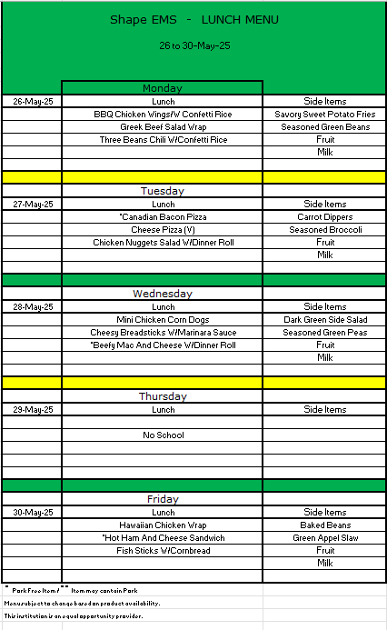 Lunch Menu