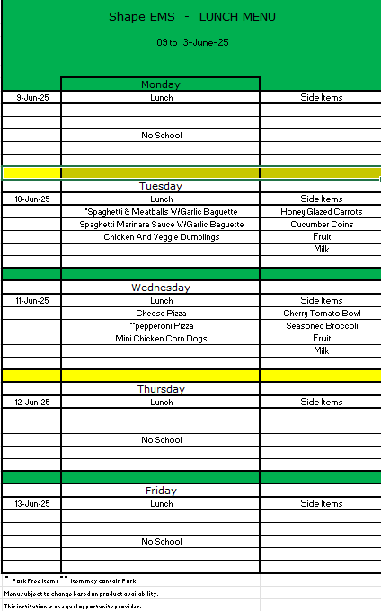 Lunch Menu